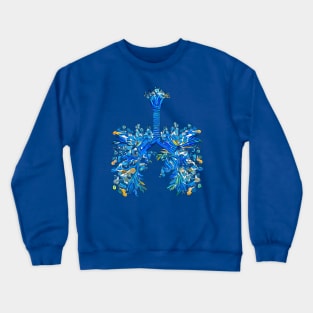 Blue Lungs with leaves and flowers Crewneck Sweatshirt